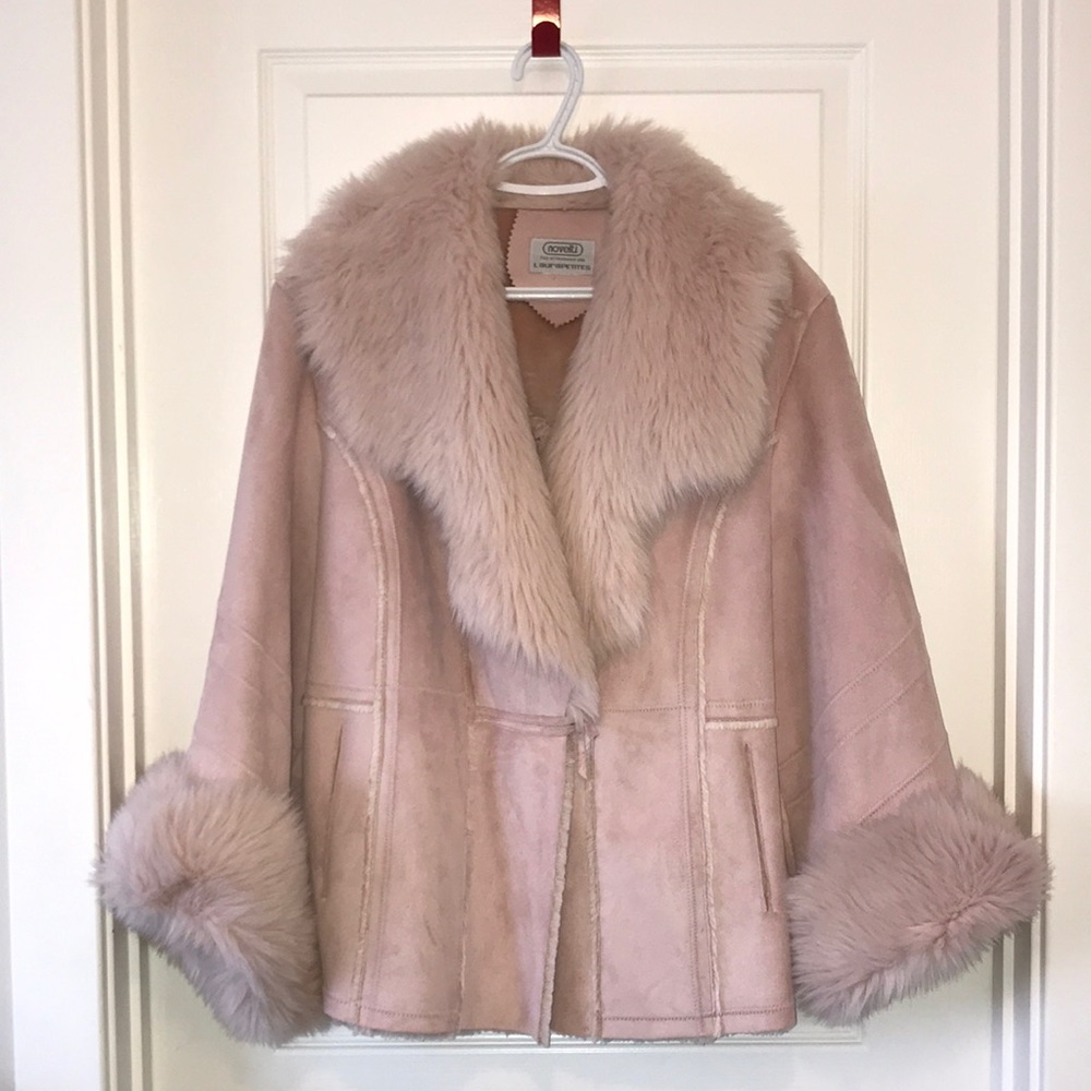 Laura Petites Pink Swede Faux Fur Coat
